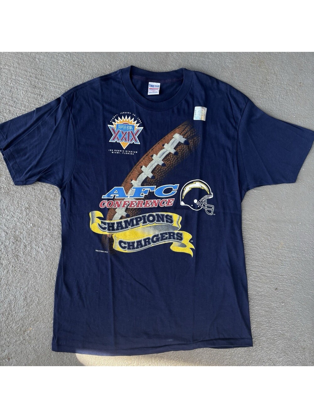 NEW Vintage San Diego Chargers AFC Champions NFL Super Bowl XXIX 1995 Shirt XL